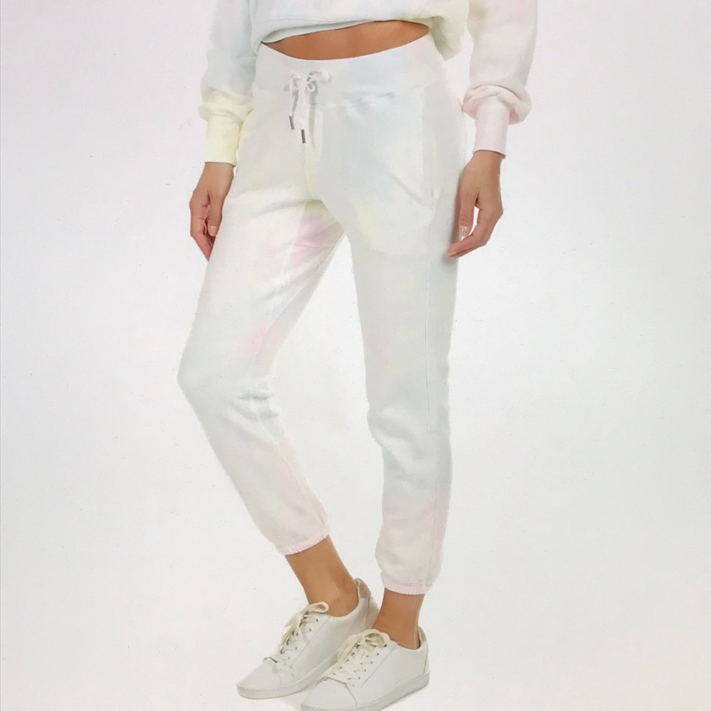 NSF Sayde  sweatpants- very light pastel tie dye, mostly white. Size small